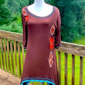 Urban Mangoz Brown Southwestern style tunic size S